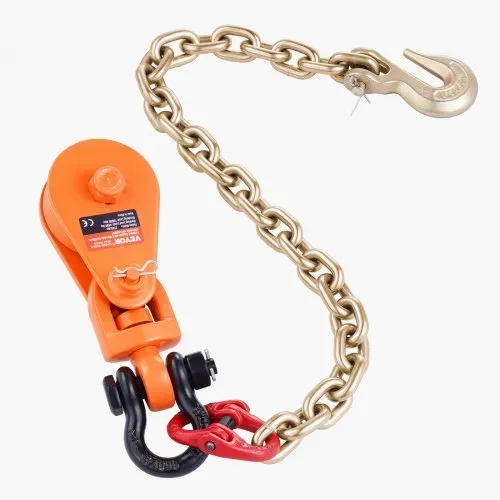 VEVOR 2-Tonnen-Umlenkrolle mit G80-Kette, drehbarem Schäkel, 74 mm Scheibe für 3/8-Zoll-Drahtseil, Forstseilwinde für Abschlepp-& Bergungsanwendungen auf Pritschenwagen, Rollback-Abschleppwagen – Bild 8