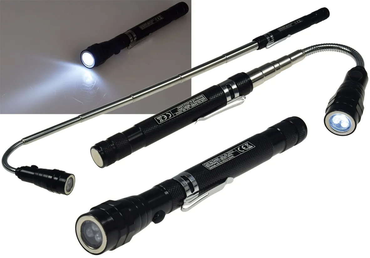 Teleskop Pick-Up Werkzeug mit LED Je 1 Magnet Kopf+Fuß, Schwanenhals Teleskop Pick-Up Werkzeug mit LED Je 1 Magnet Kopf+Fuß, Schwanenhals