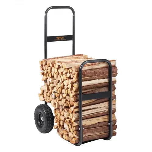 VEVOR Kaminholzwagen 67x52x110cm Brennholzwagen Pulverbeschichteter Stahl Brennholzkarre mit 266,7-mm-Gummirädern Holzwagen Max. 113,4kg Transportwagen inkl. Bungee-Seil Bodennetz 600D Oxford-Tuch – Bild 9