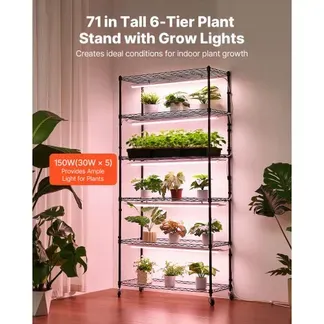 VEVOR Pflanzenregal mit Wachstumslichtern, 6-stufiger Pflanzenständer für Zimmerpflanzen mit Rädern & Timer, 150W 3800K Vollspektrum Licht, Metall-Blumenregal für die Samenanzucht, 90x35x180cm VEVOR Pflanzenregal mit Wachstumslichtern, 6-stufiger Pflanzenständer für Zimmerpflanzen mit Rädern & Timer, 150W 3800K Vollspektrum Licht, Metall-Blumenregal für die Samenanzucht, 90x35x180cm