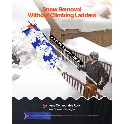 VEVOR Schnee Dachrechen, 432 mm Aluminiumklinge, 125-542cm verstellbarer Schneeschieber mit Rädern & Gleitschiene, Schneeräumwerkzeug zum Entfernen von Laub & Schnee auf Hausdächern – Bild 3