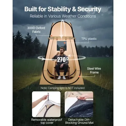 VEVOR Sportzelt, 1200 x 1200 x 1900 mm, Pop-up-Zelt für 1 Person, Zelt für den Außenbereich mit Bodenmatte und Abdeckung, Campingunterstand für Veranstaltungen, Angeln, Jubeln – Bild 2