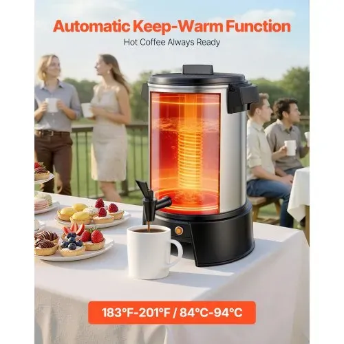 VEVOR Gewerbliche Kaffeemaschine, 30 Tassen, 4,5 l Heißgetränkespender mit tropffreiem Wasserhahn, 1190 W Schnellbrüh-Kaffeemaschine, automatische Temperaturregelung, für Catering, Partys, Kirchen und Restaurants – Bild 3