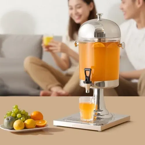 VEVOR Getränkespender (1 x 8 L) für Partys Saftspender (aus Edelstahl + Polycarbonat) mit tropfsicherem Zapfhahn & Sockel Wasserspender für Restaurants Partys, Limonade Eistee Spender – Bild 7