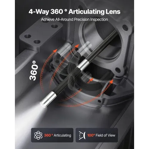 VEVOR Drehbare Endoskopkamera mit Licht, Inspektionskamera mit 360° beweglichem Kopf, IP67 Wasserdichte Rohrkamera mit 6 Zoll Display 1,5 m Kabel 7000 mAh Akku, 6,2 mm Boreskopkamera für Auto Haus VEVOR Drehbare Endoskopkamera mit Licht, Inspektionskamera mit 360° beweglichem Kopf, IP67 Wasserdichte Rohrkamera mit 6 Zoll Display 1,5 m Kabel 7000 mAh Akku, 6,2 mm Boreskopkamera für Auto Haus
