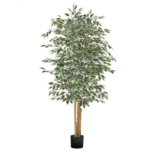 VEVOR Künstlicher Ficusbaum, 1,8 m, mit schwarzem Topf, Kunst-Ficuspflanze mit natürlichem Holzstamm & realistischen grünen Blättern, Seidenbaum für Innenbereich, für Zuhause, Büro, Wohnzimmer – Bild 8