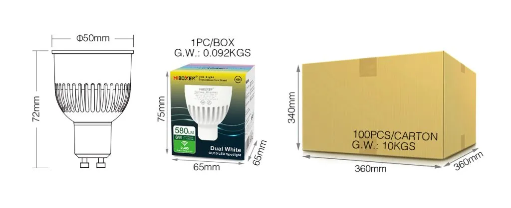 MiBoxer FUT107 LED Retrofit GU10 6W Dual White LED Spotlight MiBoxer FUT107 LED Retrofit GU10 6W Dual White LED Spotlight