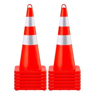 VEVOR 2 tlg. Sicherheitskegel Verkehrskegel PVC-Baukegel, 2 Reflektierende Kragen, Verkehrskegel mit Beschwerter Basis und Handring, für Verkehrskontrolle, Einfahrt, Straßenparken VEVOR 2 tlg. Sicherheitskegel Verkehrskegel PVC-Baukegel, 2 Reflektierende Kragen, Verkehrskegel mit Beschwerter Basis und Handring, für Verkehrskontrolle, Einfahrt, Straßenparken