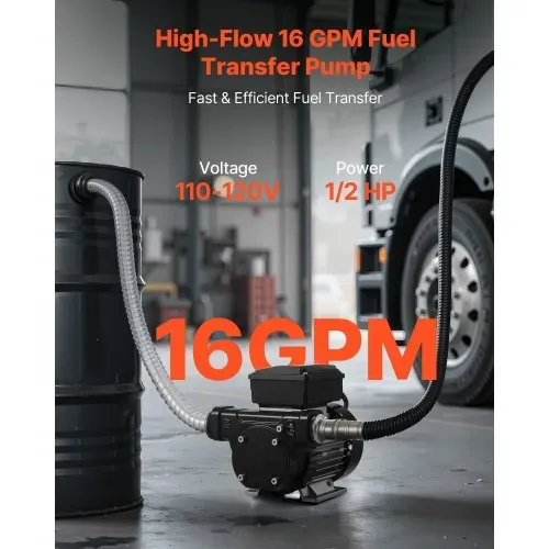 VEVOR Kraftstoff-Transferpumpe, 230 V AC, elektrische Diesel-Transferpumpe, 60 l/min, mit automatischer Abschaltung der Kraftstoffdüse, 2 Schläuchen, 13,7 m Förderhöhe, für Kerosin, Biodiesel VEVOR Kraftstoff-Transferpumpe, 230 V AC, elektrische Diesel-Transferpumpe, 60 l/min, mit automatischer Abschaltung der Kraftstoffdüse, 2 Schläuchen, 13,7 m Förderhöhe, für Kerosin, Biodiesel