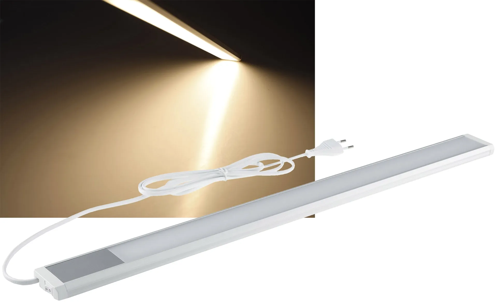 LED Unterbauleuchte „Comprido 600“ 230V, 10W, 1280lm, 60cm, 3000K warmweiß LED Unterbauleuchte „Comprido 600“ 230V, 10W, 1280lm, 60cm, 3000K warmweiß