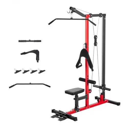 VEVOR Latzugstation, 3-in-1 Latzugturm, Kraftstation mit Latzugstange & Seilzug, bis 181 kg Belastbar, Krafttraining für Rücken Arme Schultern Bauch, Latzugmaschine für Fitnesscenter Zuhause, Schwarz – Bild 8
