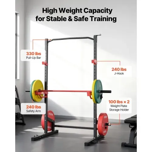 VEVOR Power Cage Squat Rack 454 kg Belastbar, multifunktionales Power Rack für Heimfitnessstudio mit 4 Bandhalterungen & verstellbarem J-Haken & Sicherheitsstangen für Klimmzüge mit Langhantel – Bild 2