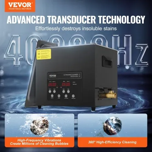 VEVOR 10 L Ultraschallreiniger 240 W digitales Ultraschallreinigungsgerät mit Schonmodus & verbesserter Entgasung, 40 kHz industrieller Schmuckreiniger mit Heizung & Timer, für Brillen Uhren Schwarz VEVOR 10 L Ultraschallreiniger 240 W digitales Ultraschallreinigungsgerät mit Schonmodus & verbesserter Entgasung, 40 kHz industrieller Schmuckreiniger mit Heizung & Timer, für Brillen Uhren Schwarz