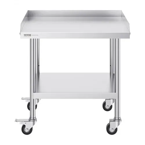VEVOR Arbeitstisch aus Edelstahl, 610 x 711 x 762 mm Arbeitstisch zur Lebensmittelzubereitung mit 4 Rädern, Lenkrollen, 3-seitiger Spritzschutzwand, Arbeitstisch, Metall-Arbeitstisch für Restaurants – Bild 10