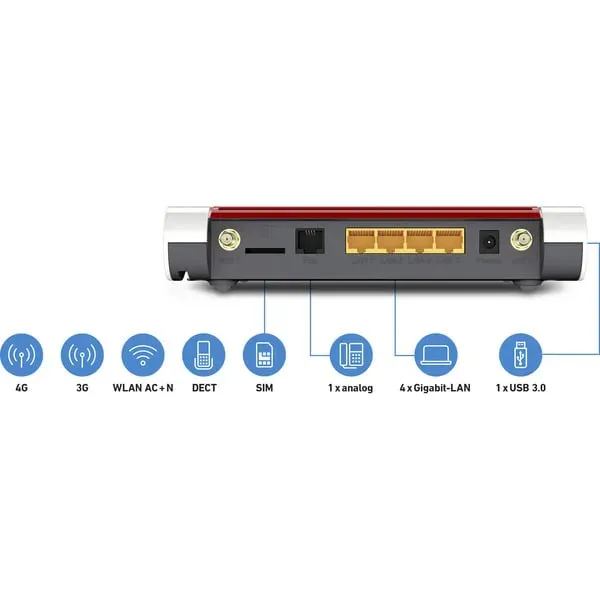 Box FRITZ! 6850 4G WLAN-Router Gigabit Ethernet Dual-Band (2,4 GHz/5 GHz) Weiß – Bild 4