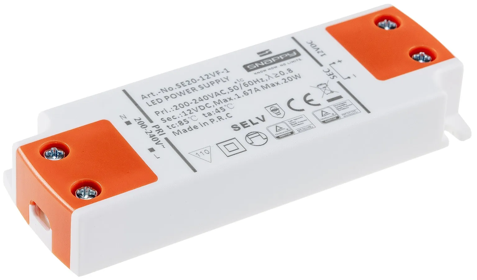 LED-Trafo „CT-SL20“ SlimLine 0,5-20W Ein 180-264V, Aus 12V= Konstantspannung LED-Trafo „CT-SL20“ SlimLine 0,5-20W Ein 180-264V, Aus 12V= Konstantspannung