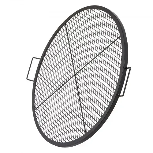 VEVOR X-Marks Feuerstellen-Grillrost, Φ 910 x 25 mm Lagerfeuer-BBQ-Grillrost aus Stahl mit Griff und Stütz-X-Draht, Tragbares Camping-Kochgeschirr für Partys und Zusammenkünfte im Freien, Schwarz – Bild 9