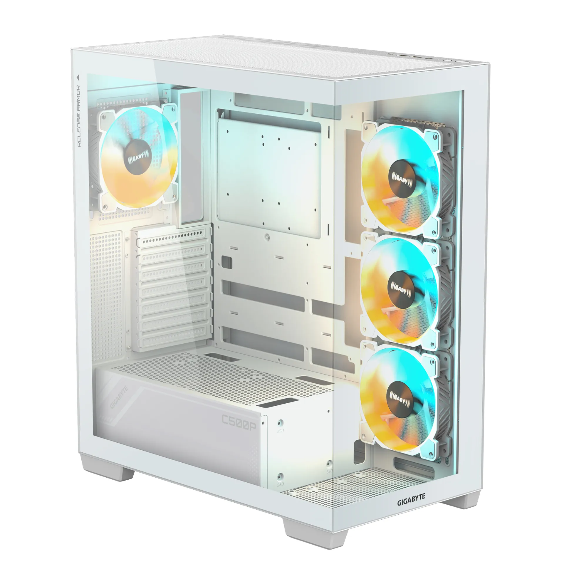 GIGABYTE C500 PANORAMIC STEALTH Midi Tower Weiß – Bild 6