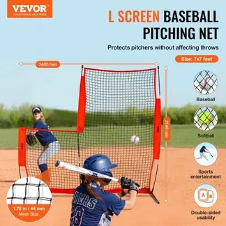 VEVOR L-Typ für Schlägerkäfig 240 x 106 x 214 cm Baseball- und Softball-Sicherheitsschirm Körperschutz Tragbarer Schlagschirm mit Tragetasche & Bodenpfählen, Outdoor Baseball-Pitching-Netz Rot VEVOR L-Typ für Schlägerkäfig 240 x 106 x 214 cm Baseball- und Softball-Sicherheitsschirm Körperschutz Tragbarer Schlagschirm mit Tragetasche & Bodenpfählen, Outdoor Baseball-Pitching-Netz Rot