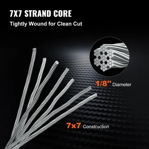 VEVOR 316 Edelstahl Kabel Drahtseil 7x7 150 M, Stahlseil Seil Draht Stahl Abmessung 30 x 30 x 25 cm, Edelstahl-Drahtseil-Kabel Rostfrei Bruchfestigkeit 650 kg für Leichtindustrie Brücken usw. – Bild 3