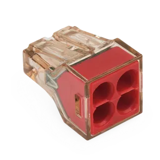 Verbindungsdosenklemme WAGO, eindrähtige Leiter, 4 Klemmstellen, max. 4mm², rot Verbindungsdosenklemme WAGO, eindrähtige Leiter, 4 Klemmstellen, max. 4mm², rot