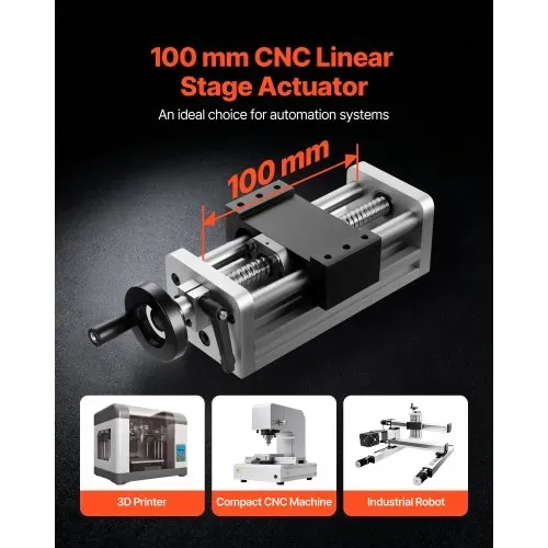 VEVOR Linearantrieb, 100 mm Hub, Kugelgewindetrieb, CNC-Linearführungsschiene, Doppelachse, C7-Hochpräzision, Gleitblock mit Kugellager, manuelles Handrad, für CNC-Fräsmaschinen-XYZ-Achse VEVOR Linearantrieb, 100 mm Hub, Kugelgewindetrieb, CNC-Linearführungsschiene, Doppelachse, C7-Hochpräzision, Gleitblock mit Kugellager, manuelles Handrad, für CNC-Fräsmaschinen-XYZ-Achse
