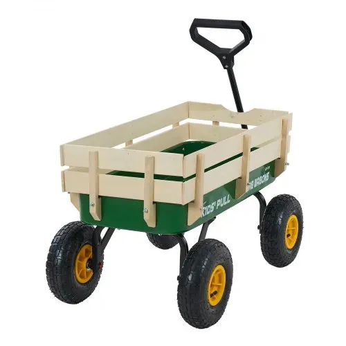 VEVOR Handwagen für Kinder, 102 cm Bollerwagen, Transportwagen mit Schiebestange, aus Holz & Metal, max. 150 kg tragbar, ideal für Kinder ab 5 Jahren, Garten, Ausflüge & Strand, Farbe Grün & Gelb – Bild 9
