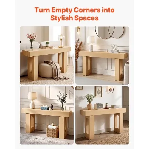 VEVOR Konsolentisch Sofatisch (160 x 35 x 85 cm / L x B x H), schmaler rechteckiger Eingangstisch aus Spanplatte für Flur Schlafzimmer Wohnzimmer Foyer, Flurtisch Beistelltisch Naturholz – Bild 6
