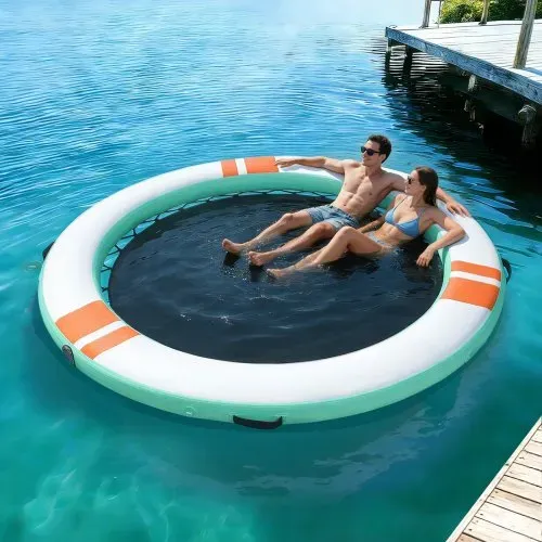 VEVOR Aufblasbares Schwimmdock, φ3,66 m, Schwimmplattform mit Rutschfester Oberfläche, Tragetasche & Abnehmbarer Leiter, Schwimmende Insel, Wasserplattform für Pool, Strand & Meer, Rund – Bild 7