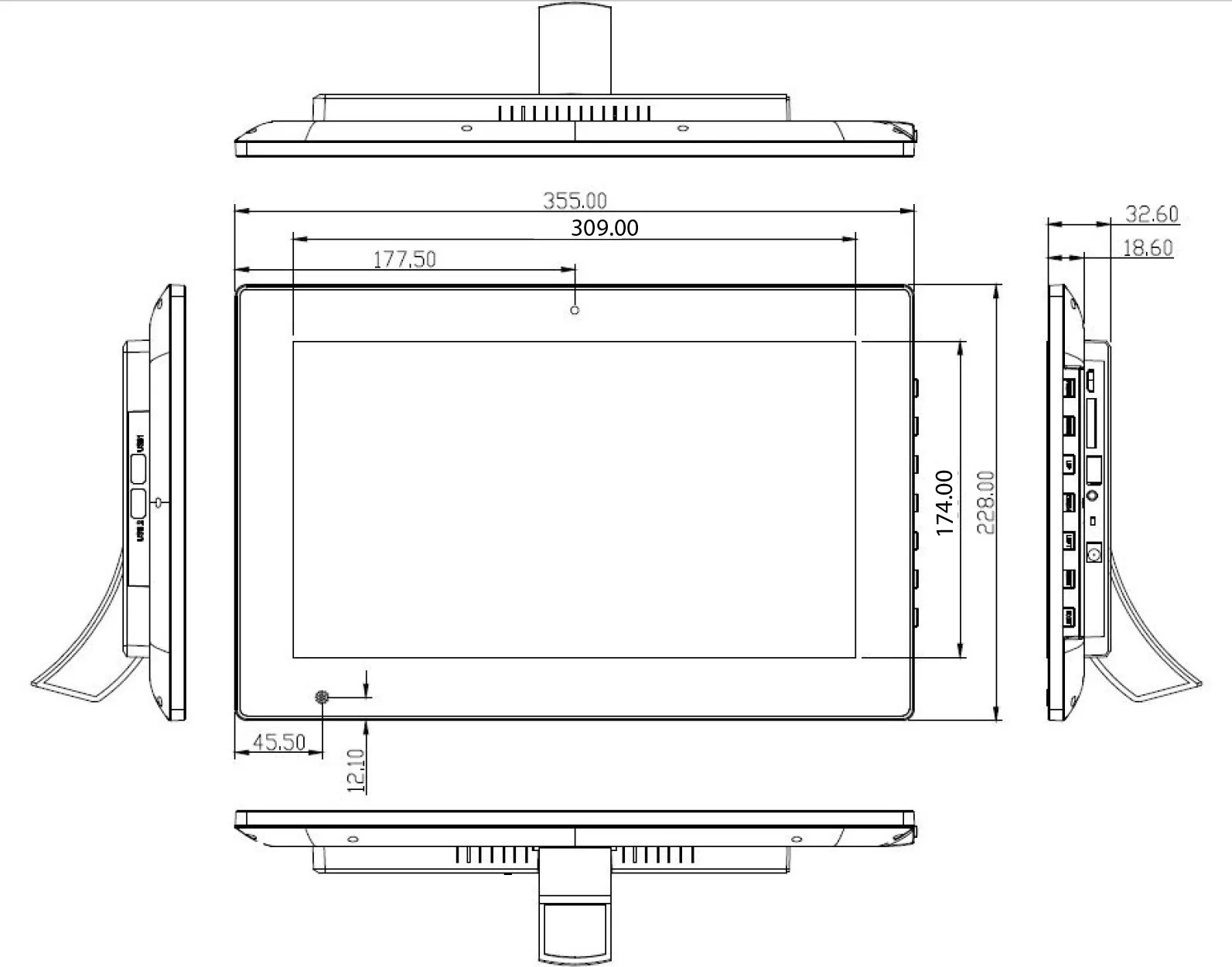 ALLNET Touch Monitor 14 Zoll PoE PD, 12V In/Out, 5V/Out, HDMI In, Ethernet, USB Touch, USB Cam – Bild 5