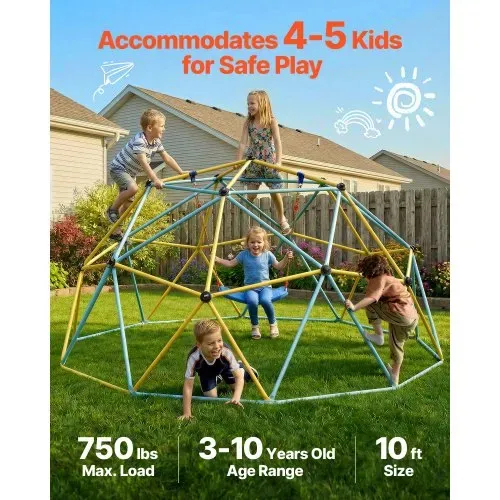 VEVOR Kletterkuppel 3,04 m geometrisches Klettergerüst mit Hängematte & Schaukel, für Kinder von 3 bis 10 Jahren, Klettergerüst 340 kg Tragfähigkeit, mit Klettergriff, Spielgerät für den Garten VEVOR Kletterkuppel 3,04 m geometrisches Klettergerüst mit Hängematte & Schaukel, für Kinder von 3 bis 10 Jahren, Klettergerüst 340 kg Tragfähigkeit, mit Klettergriff, Spielgerät für den Garten