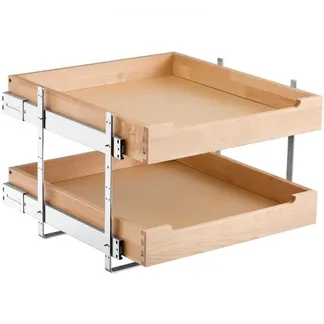 VEVOR ausziehbarer 2-stufiger Schrank-Organizer Schrankschublade Regal (393 x 533 x 76 mm) mit sanftem Schließmechanismus, Holz-Schiebeschublade Unter- und Seitenmontage, für Küche Badezimmer VEVOR ausziehbarer 2-stufiger Schrank-Organizer Schrankschublade Regal (393 x 533 x 76 mm) mit sanftem Schließmechanismus, Holz-Schiebeschublade Unter- und Seitenmontage, für Küche Badezimmer