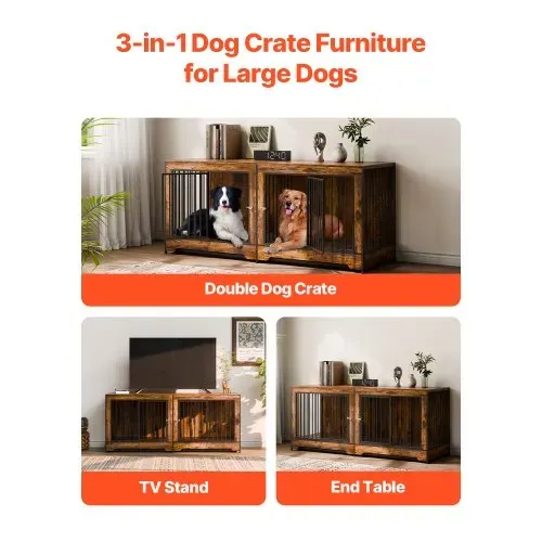 VEVOR Hundekäfig Möbel für 2 Hunde, 1901 x 670 x 824 mm Doppel-Hundebox für große Hunderassen mit Trennwand & Doppeltüren, Hundehaus aus Holz, Beistelltisch für mittelgroße und große Hunde, Braun VEVOR Hundekäfig Möbel für 2 Hunde, 1901 x 670 x 824 mm Doppel-Hundebox für große Hunderassen mit Trennwand & Doppeltüren, Hundehaus aus Holz, Beistelltisch für mittelgroße und große Hunde, Braun