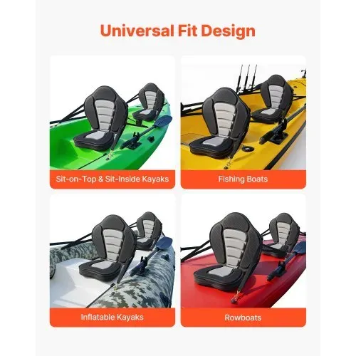 VEVOR 2 x Kajaksitz 53 mm Dicke, Gepolsterter Sitz für Stand-Up-Paddle-Board, Bootssitz mit Rückenlehne & Aufbewahrungstasche & Verstellbaren Gurten für SUP Kanu Angelboot Aufblasbares Kajak – Bild 4