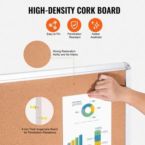 VEVOR 36"x24" geschlossene Korktafel mit Aluminiumrahmen – abschließbares Schwarzes Brett mit Acryltür und 2 Schlüsseln – wetterfeste Wandvitrine für Schule, Zuhause, Büro – Bild 3