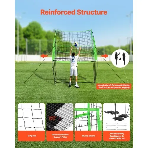 VEVOR Volleyball Trainingsnetz stufenlos höhenverstellbare Übungsausrüstung mit Ballrücklauf, 2,44 x 3,35 m tragbare Netzstation, einfache Einrichtung für den Innen- und Außenbereich im Garten – Bild 4