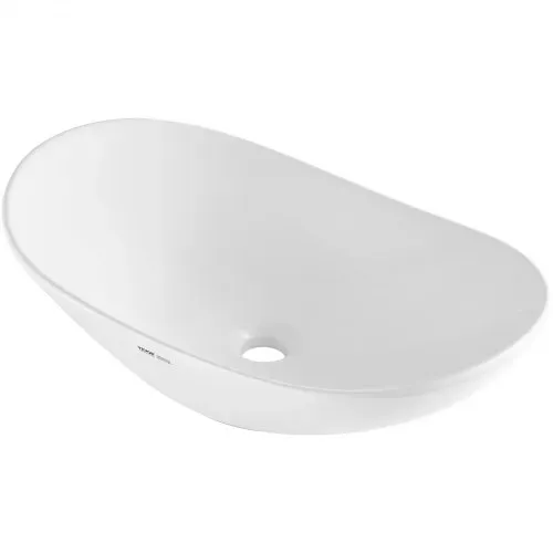 VEVOR Ovales Aufsatzwaschbecken Waschbecken, 592 x 361 x 158 mm, Badezimmer-Aufsatzwaschbecken über der Theke, Keramikwaschbecken moderner Stil, für Toiletten, Hotels, Restaurants, helles Weiß – Bild 10
