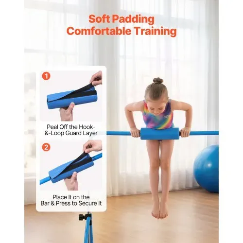 VEVOR Gymnastikstange für Kinder mit 63,5 kg Tragkraft, Klappbares Turnreck mit Turnringen, Höhenverstellbare Turnstange für Indoor- und Outdoor-Training, Heimtrainingsgerät für Kinderturnen, Blau – Bild 4