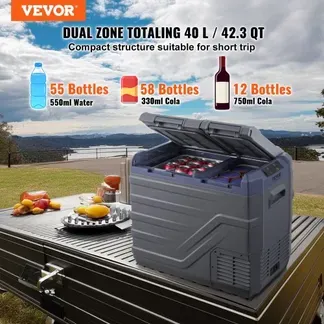 VEVOR Autokühlschrank, 12-Volt-Autokühlschrank, tragbarer 40-Liter-Gefrierschrank mit zwei Zonen, einstellbarer Bereich von -20 °C bis 20 °C, 12/24 V Gleichstrom und 100–240 V Wechselstrom, Kompressorkühler für den Außenbereich, Camping, Wohnmobil VEVOR Autokühlschrank, 12-Volt-Autokühlschrank, tragbarer 40-Liter-Gefrierschrank mit zwei Zonen, einstellbarer Bereich von -20 °C bis 20 °C, 12/24 V Gleichstrom und 100–240 V Wechselstrom, Kompressorkühler für den Außenbereich, Camping, Wohnmobil