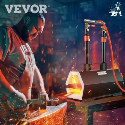 VEVOR Gas Schmiedeofen Sechseck, 400 x 215 x 190 mm Gas Schmiede mit Doppelbrenner, Gold, Messing, Bronze, Magnesium, Aluminium, Zinn und Edelstahl, Gas Propan Forge Schmiedeofen 2 m Gasschlauch – Bild 7