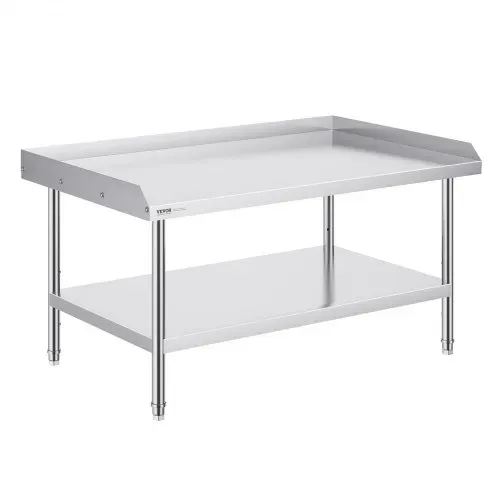 VEVOR Arbeitstisch Edelstahl, gewerblicher Arbeitstisch zur Lebensmittelzubereitung, 3-seitiger Spritzschutz, 762 x 1219 x 660 mm 689 kg Tragfähigkeit, mit einstellbarer Höhe für Restaurants – Bild 9