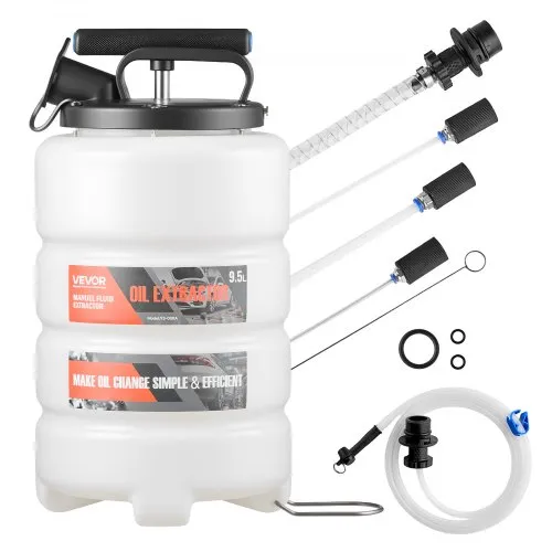 VEVOR Flüssigkeitsabsauger, 9,5 L Fassungsvermögen, Manuelle Ölabsaugpumpe mit Schlauch & Verlängerungsschläuchen, Öltransfersystem mit HDPE-Tank, Pumpenwerkzeug für Autos, Rasenmäher, Boote VEVOR Flüssigkeitsabsauger, 9,5 L Fassungsvermögen, Manuelle Ölabsaugpumpe mit Schlauch & Verlängerungsschläuchen, Öltransfersystem mit HDPE-Tank, Pumpenwerkzeug für Autos, Rasenmäher, Boote