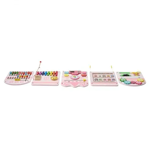 VEVOR Montessori Busy Board 14-in-1 Sensorisches Wandmotorikbrett Burgform, Motorikspielzeug zur Bildung & Frühe Entwicklung für Kinder, aus MDF-Platten, mit Xylophon Uhr Zahnrädern & Lernelementen – Bild 10