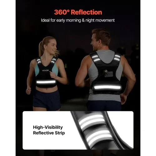 VEVOR Gewichtsweste Verstellbar mit 6 Gewichtsbeuteln à 1 lbs für Individuelles Training, X-förmige Fitnessweste mit Reflektorstreifen und Schnallenriemen für Krafttraining Laufen und Joggen Schwarz – Bild 4