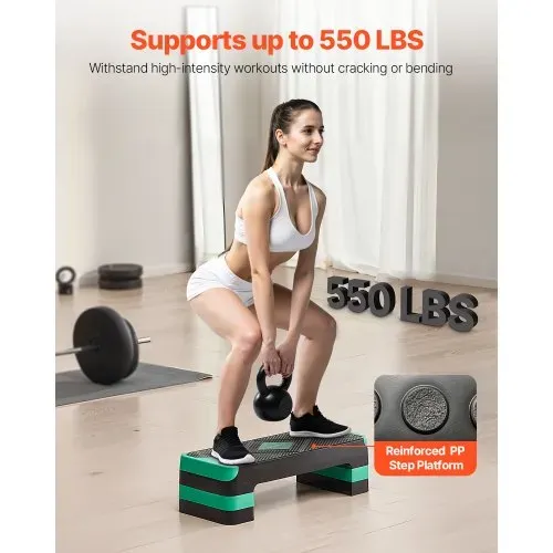 VEVOR Aerobic Steppbrett höhenverstellbares Trainingsbrett (10,16-20,32 cm) Stepper Fitness mit 250 kg Tragfähigkeit rutschfeste Oberflächenbank für Heim-Fitnessstudio Cardio-Krafttraining grün VEVOR Aerobic Steppbrett höhenverstellbares Trainingsbrett (10,16-20,32 cm) Stepper Fitness mit 250 kg Tragfähigkeit rutschfeste Oberflächenbank für Heim-Fitnessstudio Cardio-Krafttraining grün