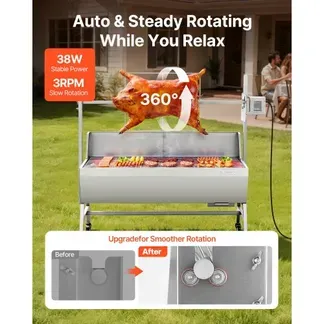 VEVOR DrehspieĂgrill 38 W Spanferkelgrill Lammgrill Holzkohlegrill (1218 mm GrilllĂ€nge) mit 60 kg Tragkraft & RĂ€dern & 4-facher Höhenverstellung & Schutzblech, Elektrogrill-Set fĂŒr Camping VEVOR DrehspieĂgrill 38 W Spanferkelgrill Lammgrill Holzkohlegrill (1218 mm GrilllĂ€nge) mit 60 kg Tragkraft & RĂ€dern & 4-facher Höhenverstellung & Schutzblech, Elektrogrill-Set fĂŒr Camping
