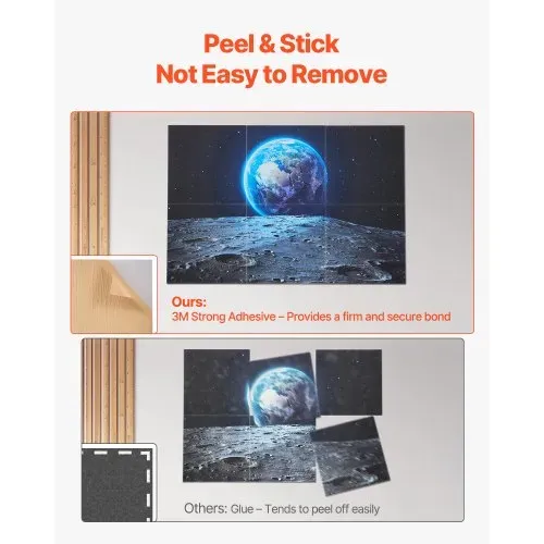 VEVOR 6er-Pack Akustikpaneele, 1800x1200x10 mm, Akustik Wandpaneele, selbstklebende dekorative Schalldämpfungs- & Absorptionsplatten für Zuhause, Büro, Studio, Spielzimmer, Theater, Erde – Bild 2
