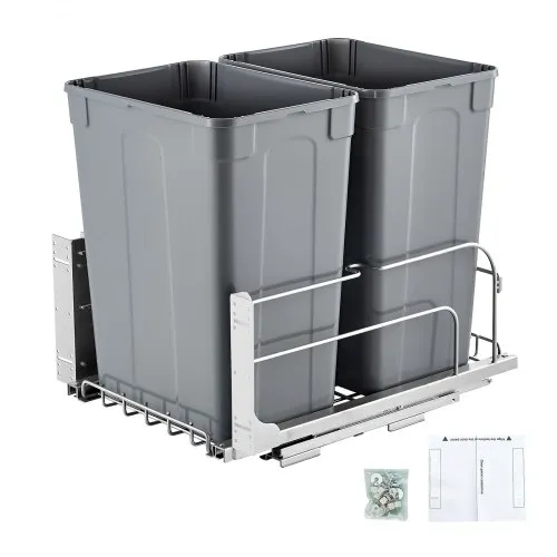 VEVOR ausziehbarer Abfallbehälter (35 Qt x2), doppelter Unterbau-Küchenabfallbehälter, Mülleimer mit Türsatz & Soft-Close-Schieberegler, für Küchenschrank Spüle unter der Theke (grau) VEVOR ausziehbarer Abfallbehälter (35 Qt x2), doppelter Unterbau-Küchenabfallbehälter, Mülleimer mit Türsatz & Soft-Close-Schieberegler, für Küchenschrank Spüle unter der Theke (grau)