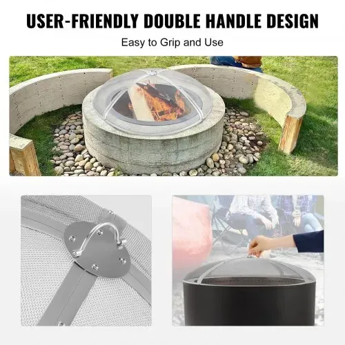 VEVOR Funkenfang für Feuerschalen Ø 1016 mm Feuerstellengitter Funkenschutz Edelstahl Funkenhaube 2-mm-Maschenlöcher Feuerschale Funkenschutzhaube Ideal für Feuerstellen Feuerschalen und Kaminen – Bild 3