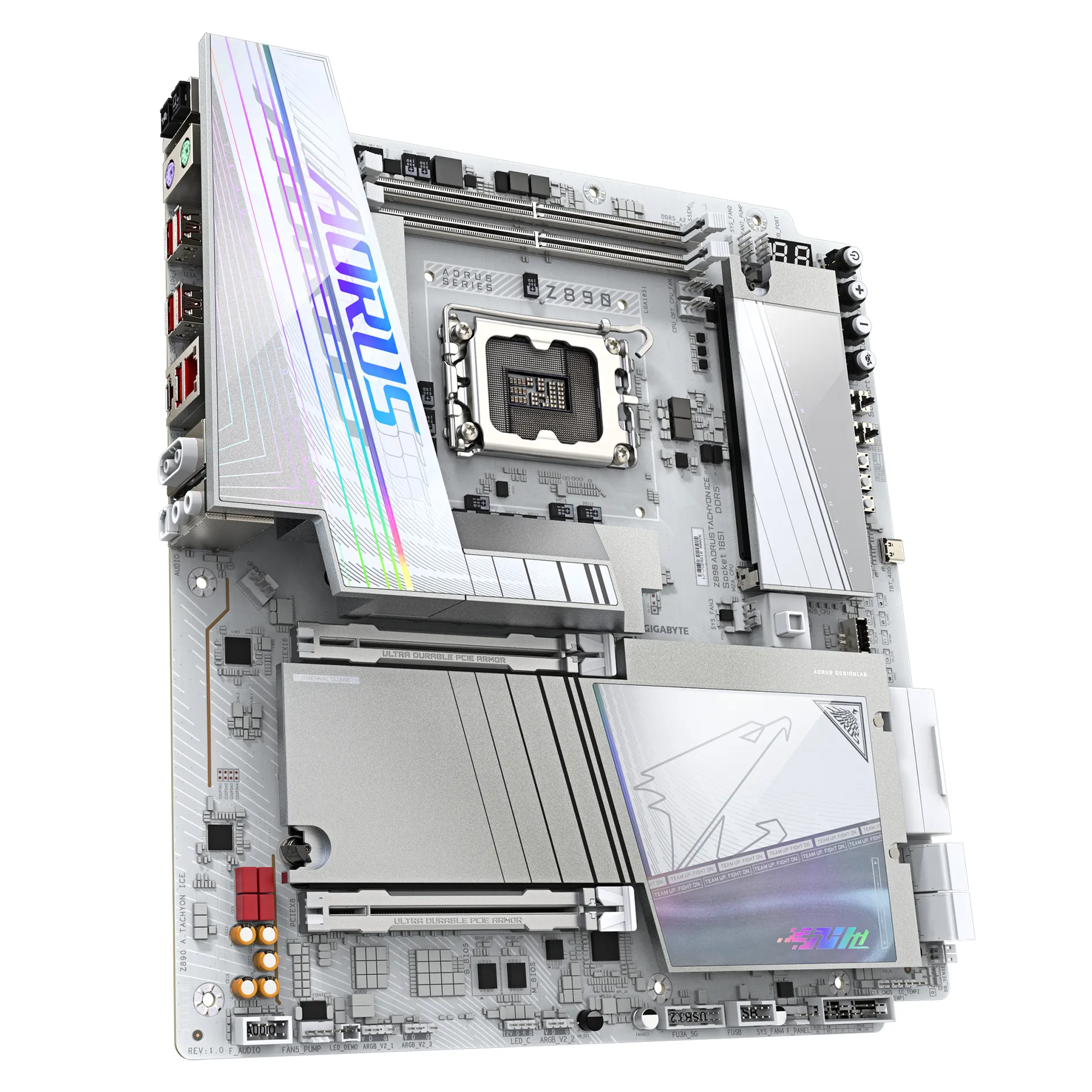 GIGABYTE Z890 AORUS TACHYON ICE Mainboard – Intel Core Ultra (Serie 2) Prozessoren, 18+1+2 Phasen VRM, bis zu 9500 MHz DDR5 (O.C), 1 x PCIe 5.0 + 3 x PCIe 4.0, Wi-Fi 7, 5 GbE LAN, USB 3.2 Gen 2x2 – Bild 3